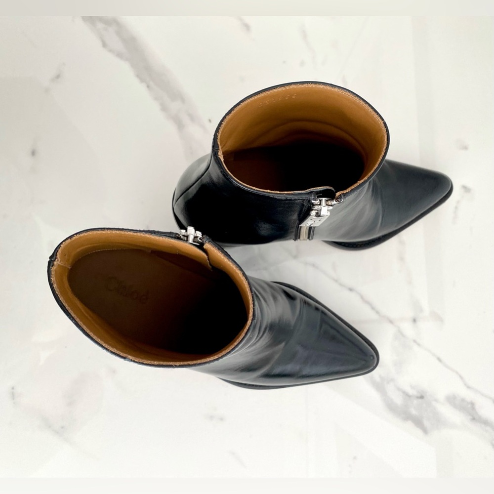 Chloe Black Leather Rylee Ankle Boots Sz 38 $950 - Picture 9 of 10